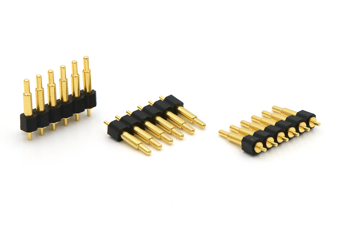 2.54mm pitch singlel row 6pin through-hole spring loaded pogo pin connector